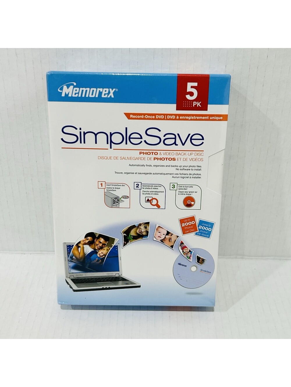 Memorex SimpleSave Photo Video Backup Discs 5 Pack New & Sealed DVD Media